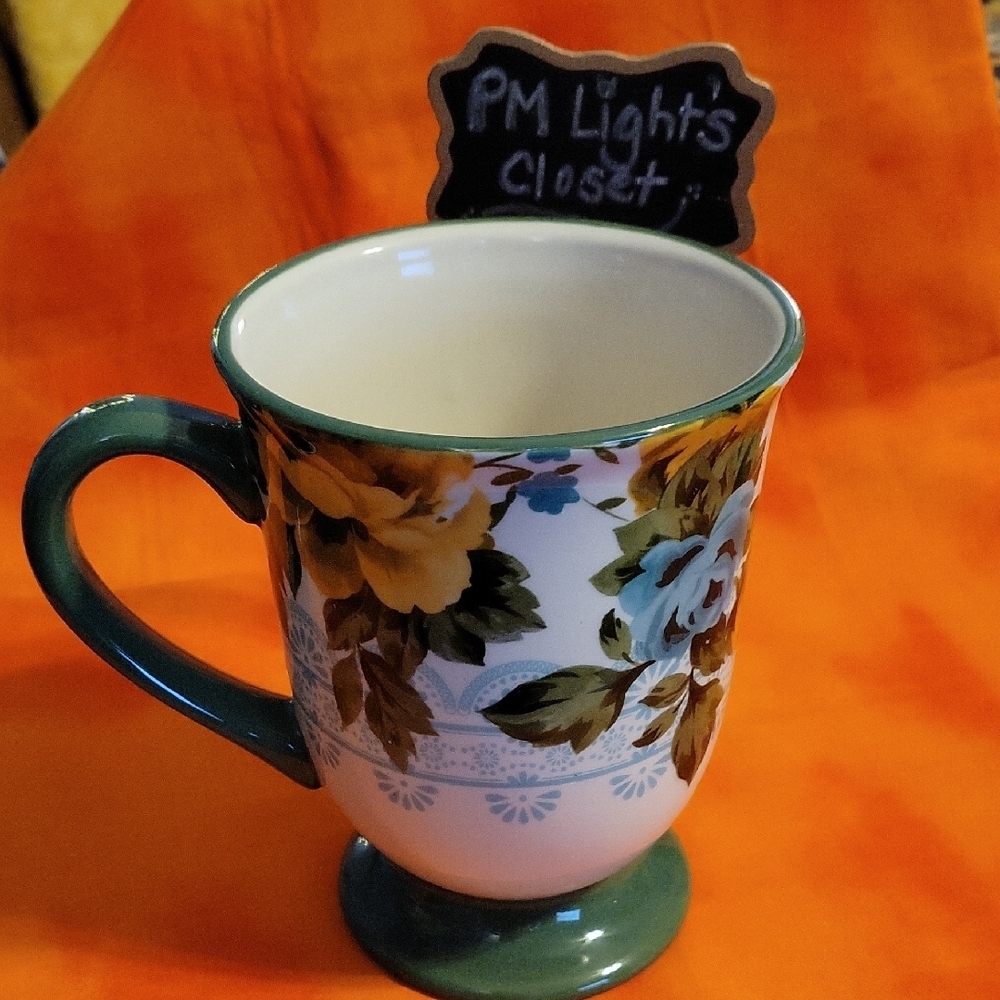 The Pioneer Woman Floral Mug Large Latte 18 oz New Rose Shadow Blue White Green